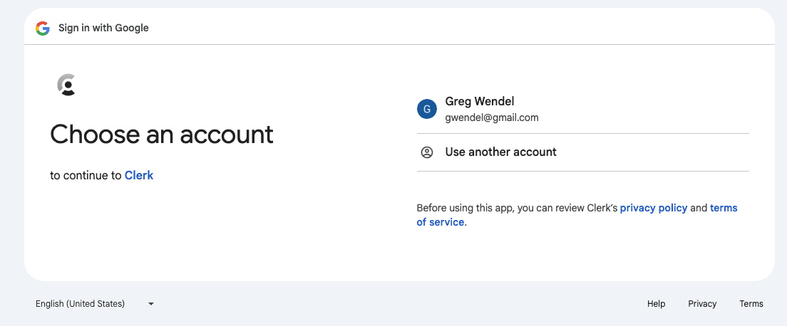 Select Google account